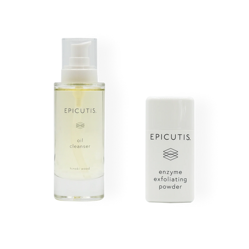 Epicutis Cleansing Essentials Set, oil cleanser and enzyme cleansing powder, by Face for Soul